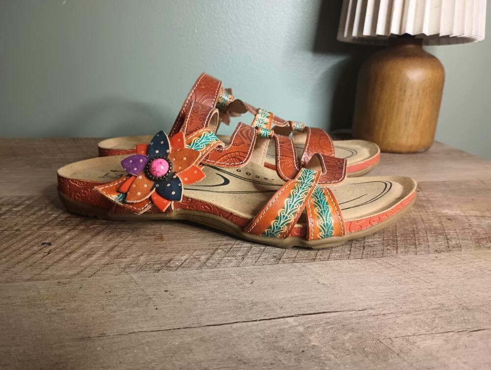 Spring Step L'artiste Mabel Floral Slide Sandals Womens 39 US 8-8.5 Eclectic